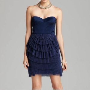 BCBG blue tulle strapless dress